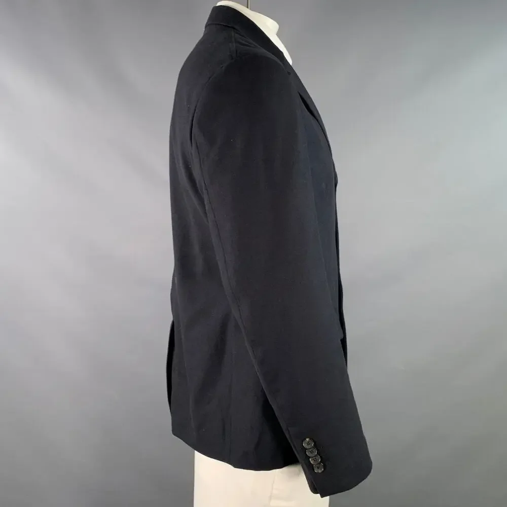 SALVATORE FERRAGAMO Size 42 Navy Twill Virgin Wool Cotton Sport Coat